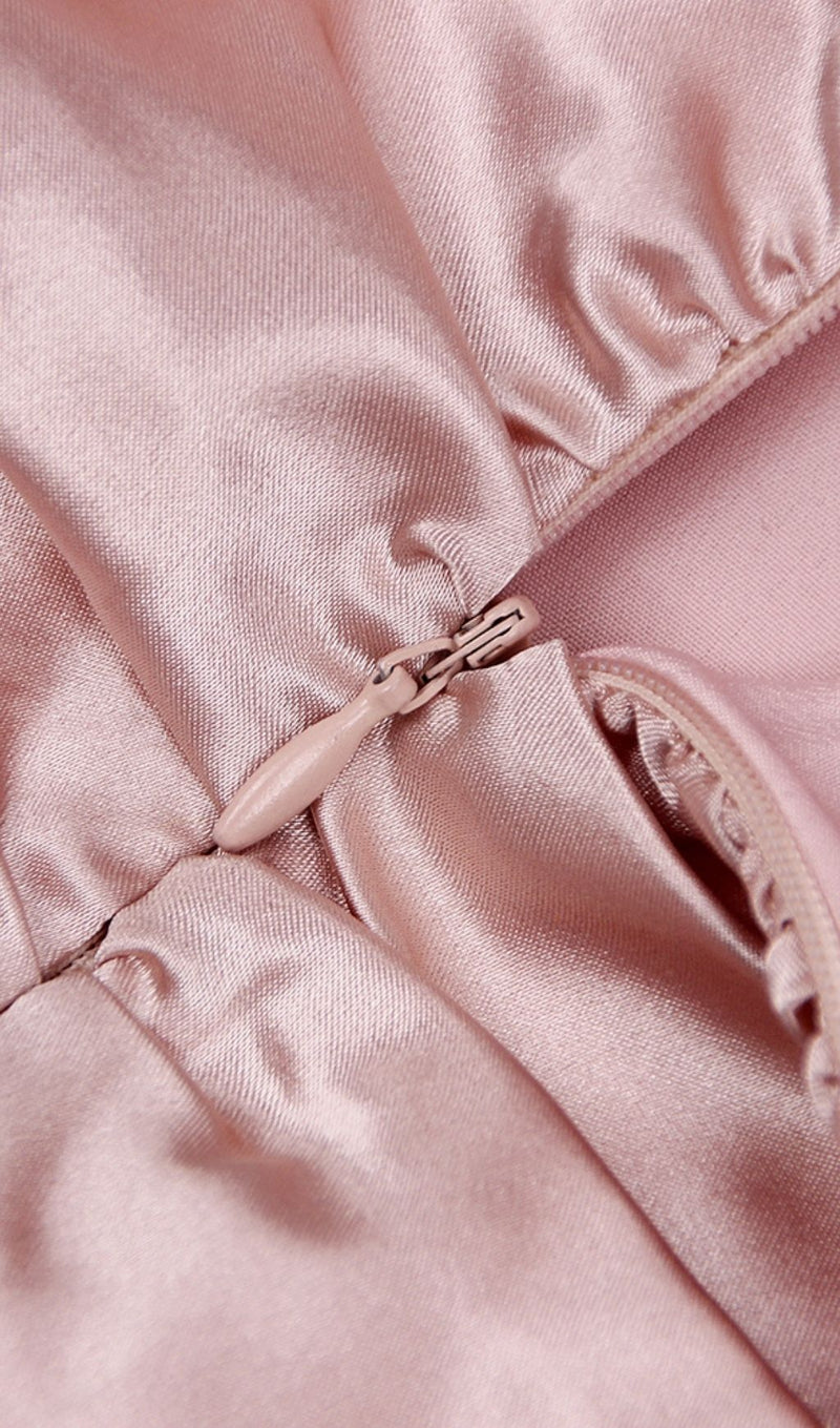 RUCHED FEATHER MINI DRESS IN PINK Dresses styleofcb 
