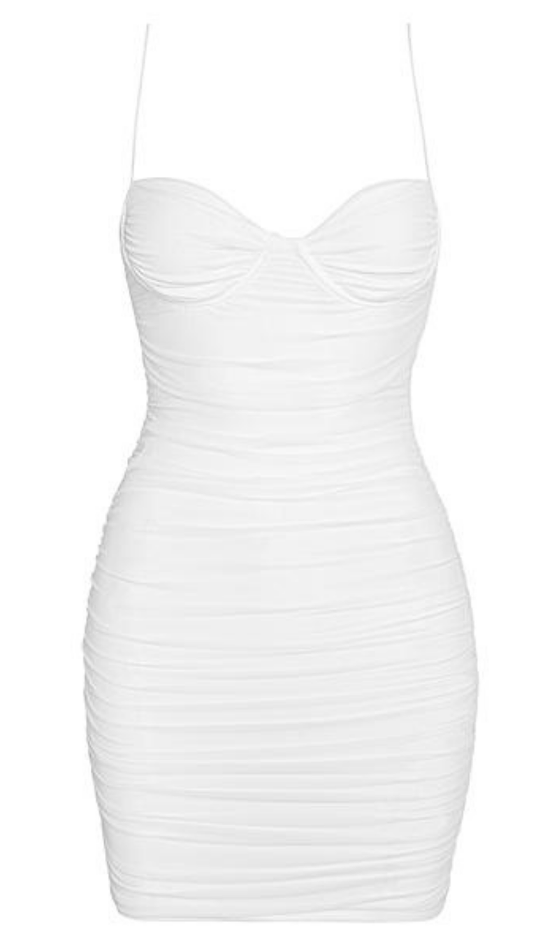 RUCHED MINI DRESS IN PINK styleofcb WHITE S 