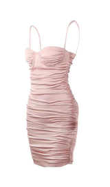 RUCHED MINI DRESS IN WHITE