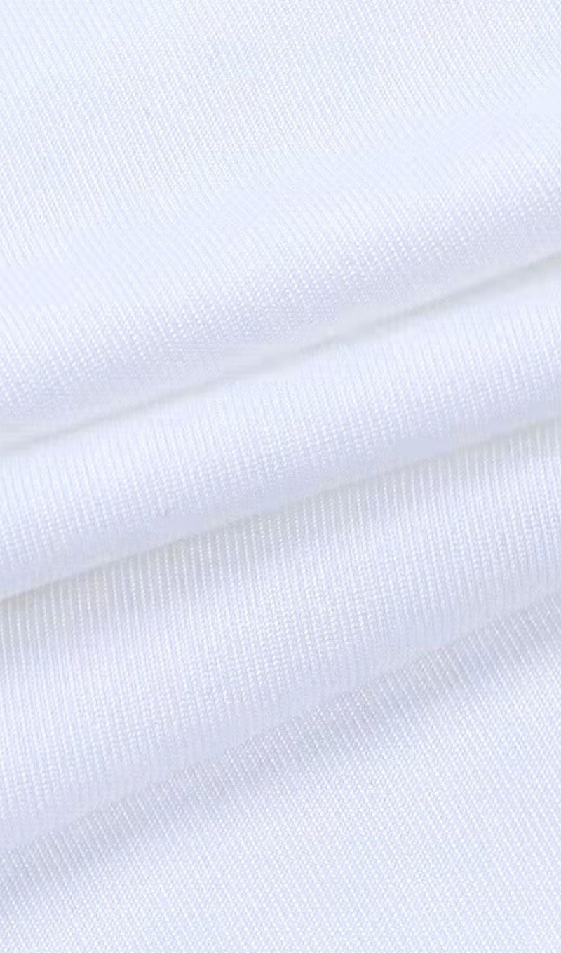 RUCHED MINI DRESS IN WHITE