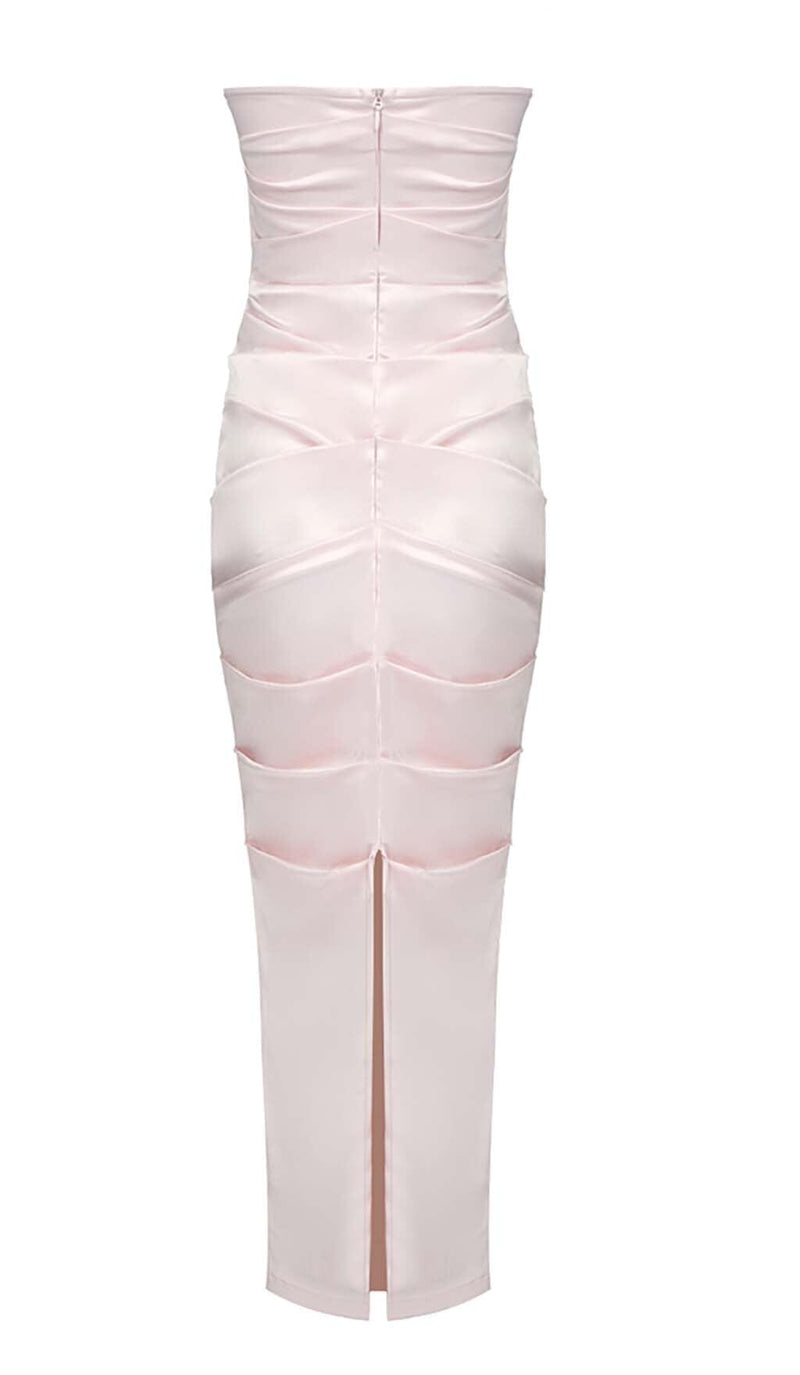 RUCHED OFF-SHOULDER SLIM MIDI DRESS IN PINK DRESS STYLE OF CB 