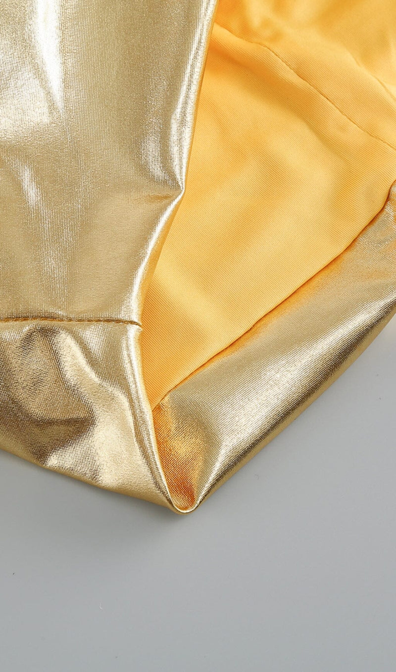 RUCHED STRAPPY MINI DRESS IN GOLD DRESS STYLE OF CB 