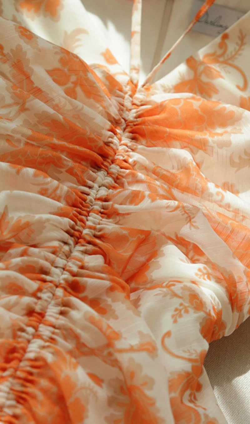 RUFFLE SLEEVED VOILE MAXI DRESS IN PINK DRESS STYLE OF CB 