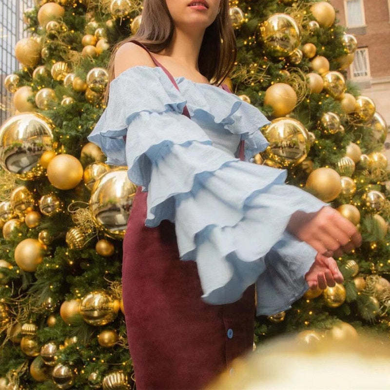 RUFFLE-TRIMMED CROP TOP DRESS STYLE OF CB 