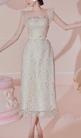 RUFFLE LACE MIDI DRESS IN WHITE DRESS STYLE OF CB 