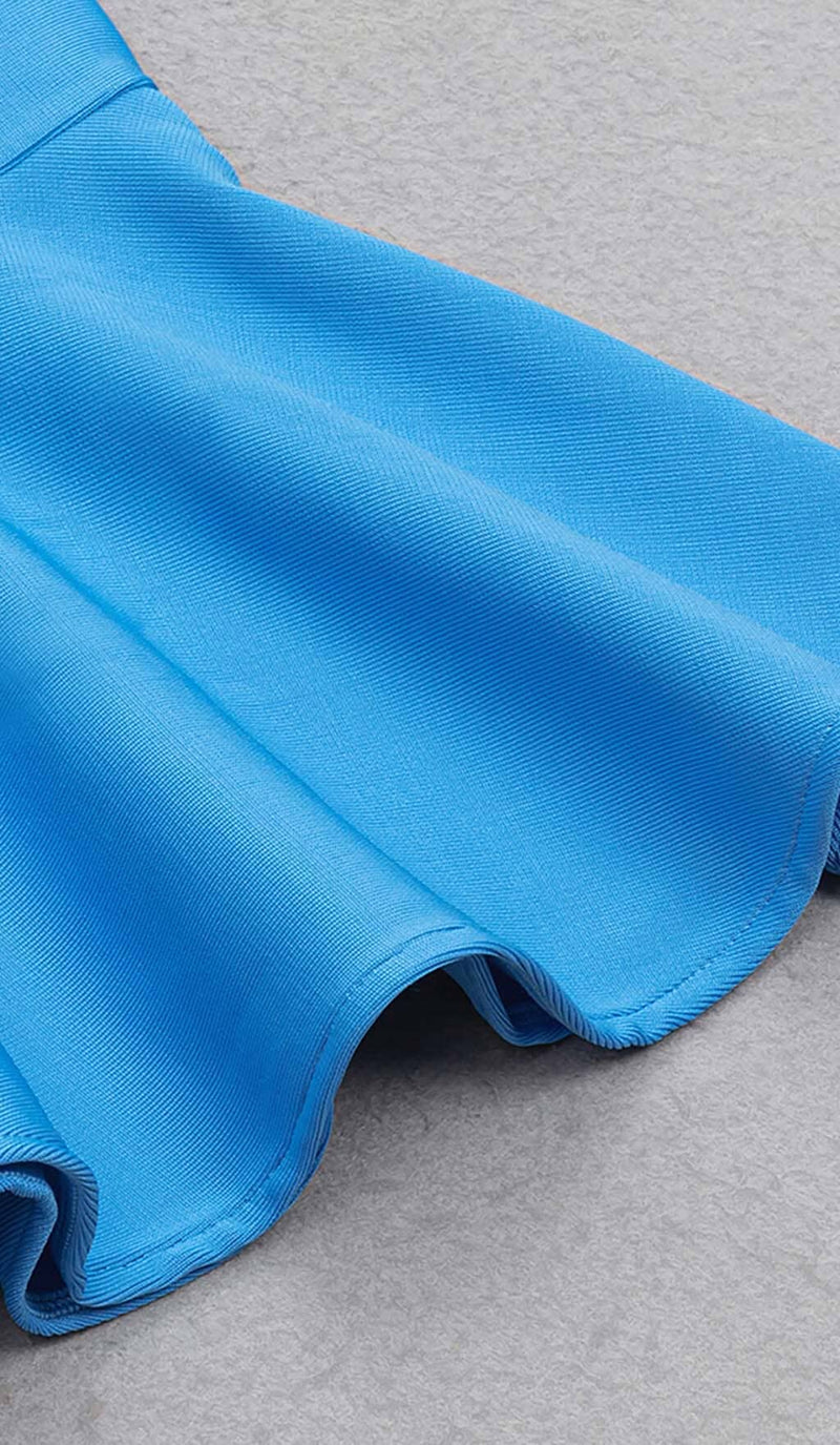 RUFFLE ONE SHOULDER MIDI DRESS IN BLUE DRESS STYLE OF CB 