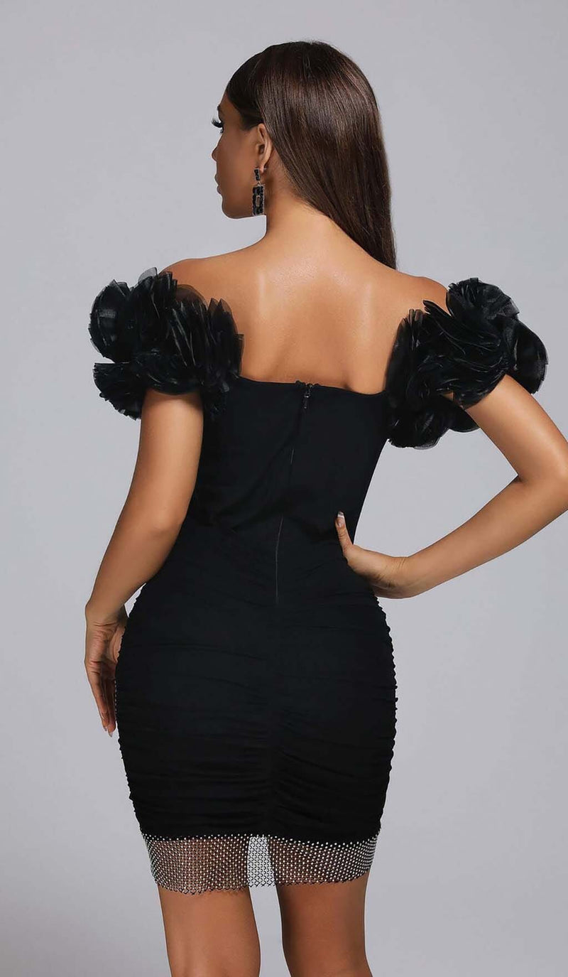 RUFFLES BANDAGE MINI DRESS IN BLACK DRESS STYLE OF CB 