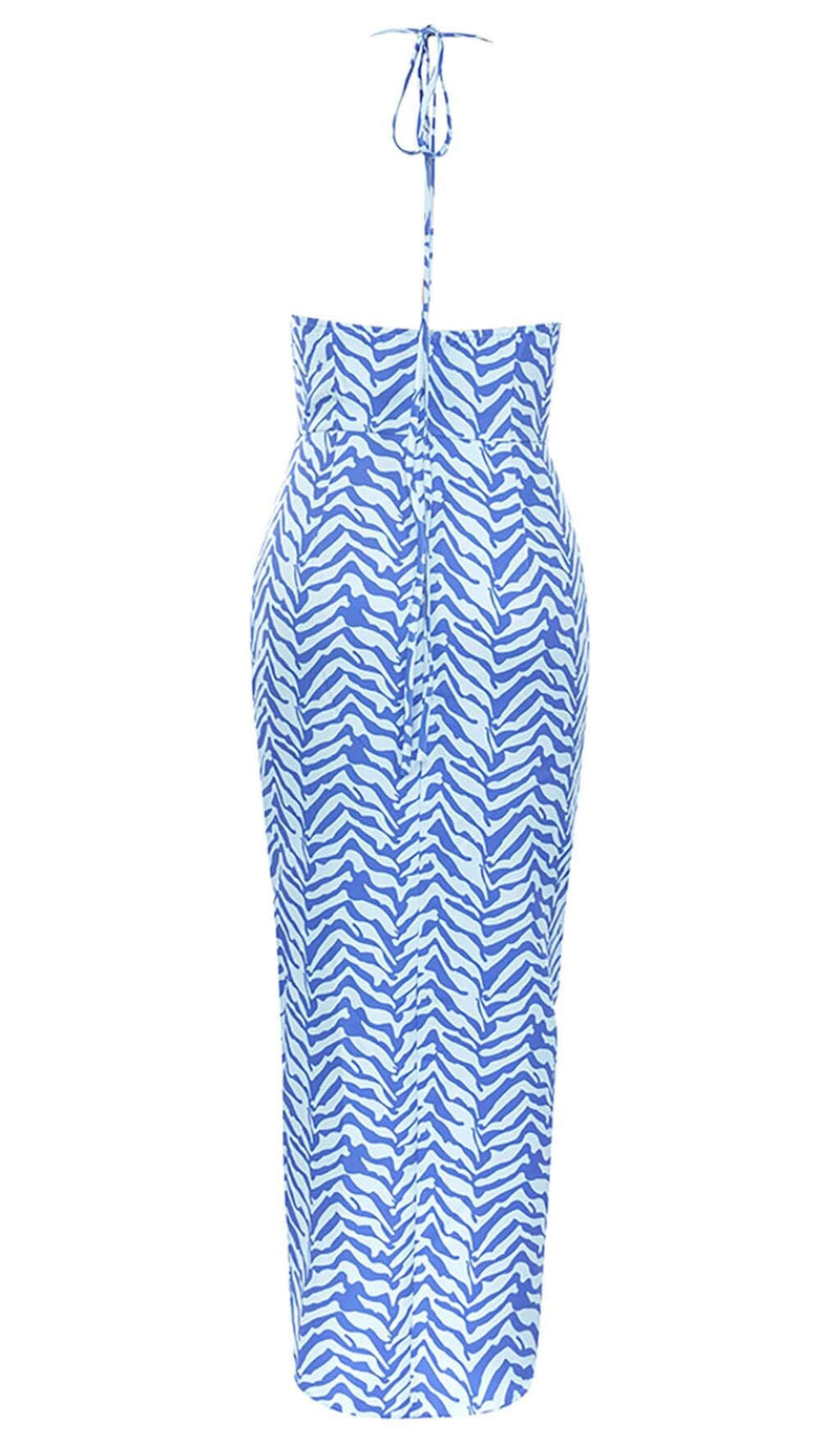 RUFFLE STRIPES MIDI DRESS IN BLUE DRESS styleofcb 