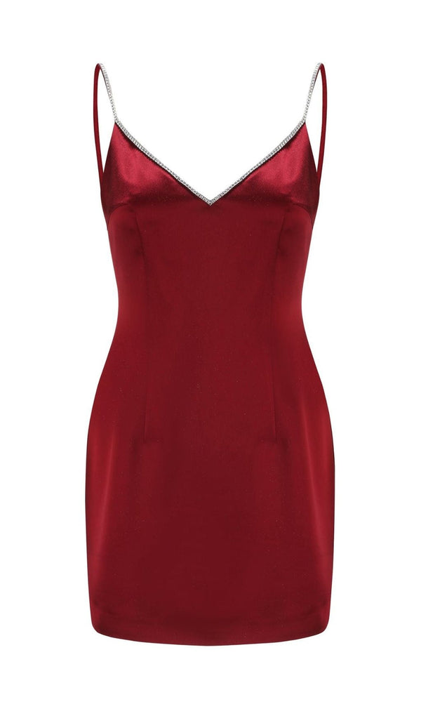 SATIN BOW BACK MINI DRESS IN WINE RED Dresses styleofcb 