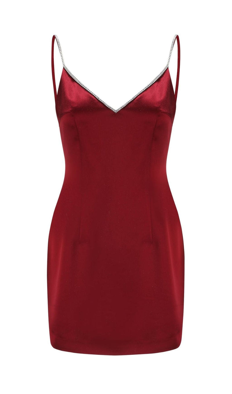 SATIN BOW BACK MINI DRESS IN WINE RED Dresses styleofcb 