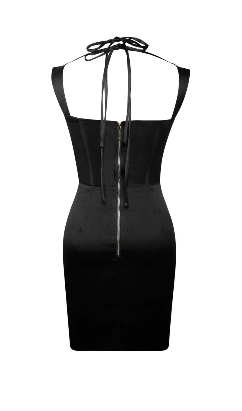 SATIN CORSET MINI DRESS IN BLACK Dresses styleofcb 
