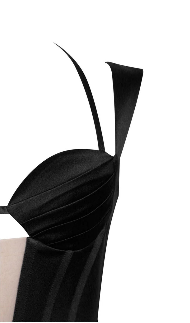 SATIN CORSET MINI DRESS IN BLACK Dresses styleofcb 
