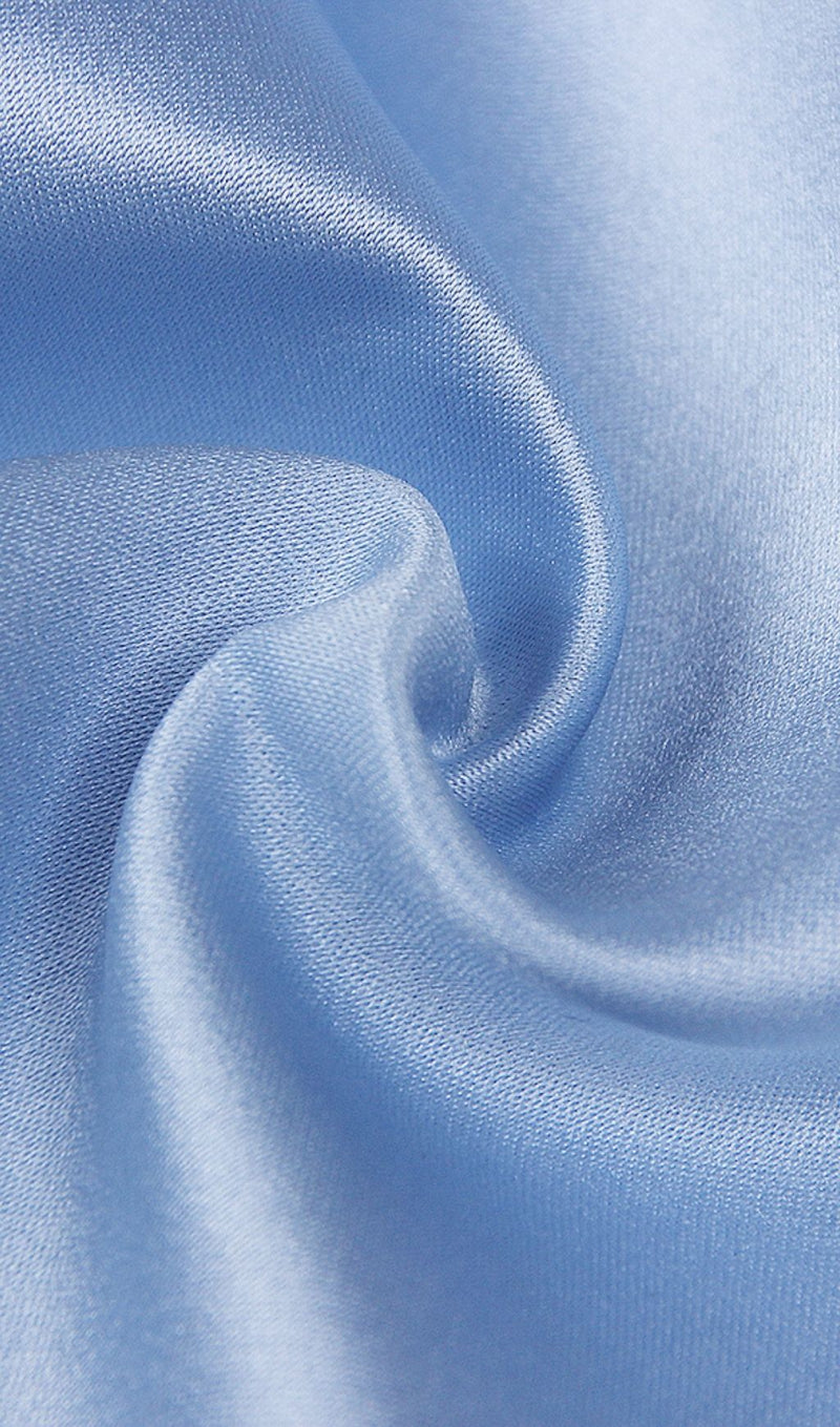 SATIN CRYSTAL BOW SKIRT IN BLUE Skirts styleofcb 