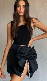 SATIN CRYSTAL BOW SKIRT IN BLUE Skirts styleofcb 
