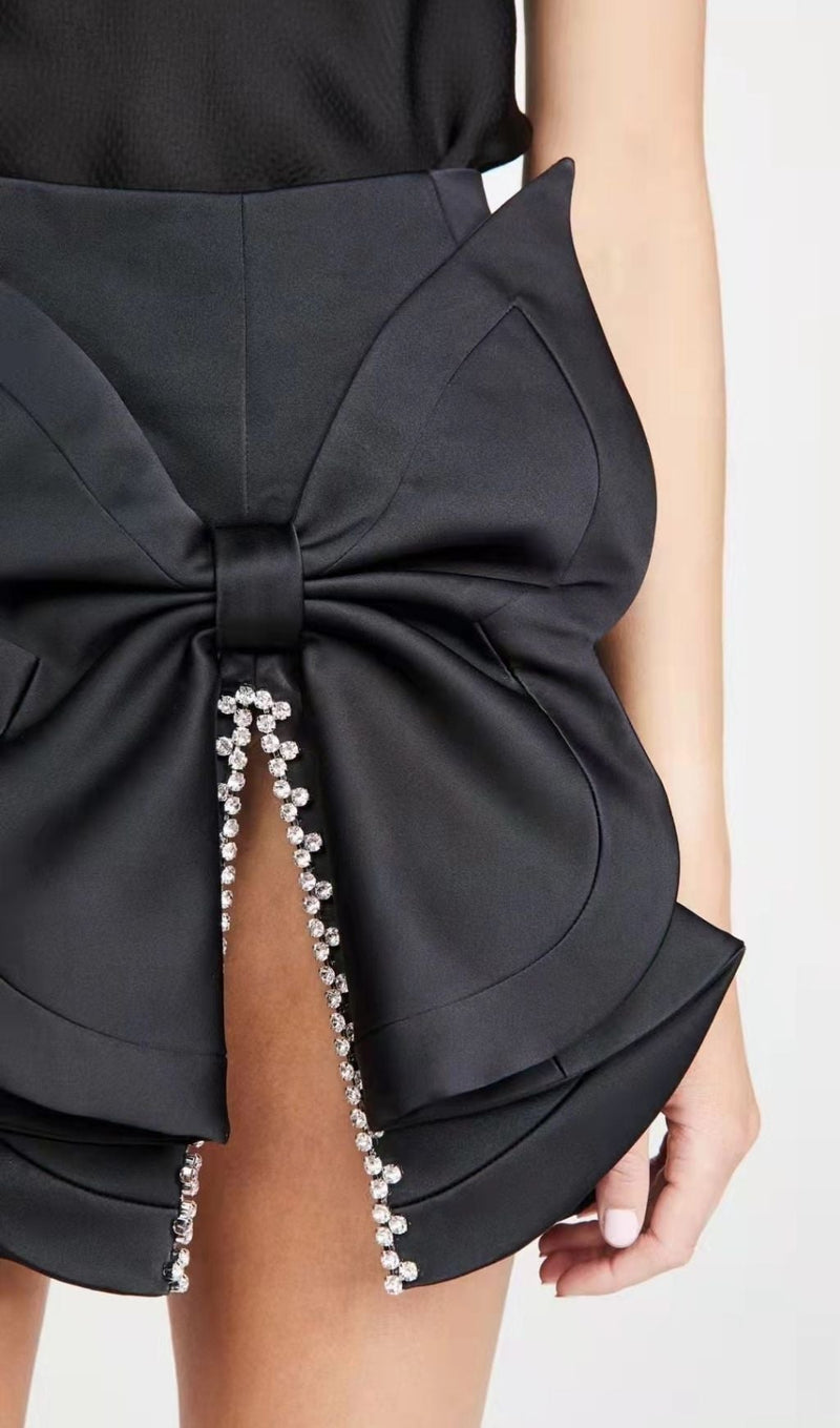 SATIN CRYSTAL BOW SKIRT IN BLUE Skirts styleofcb 