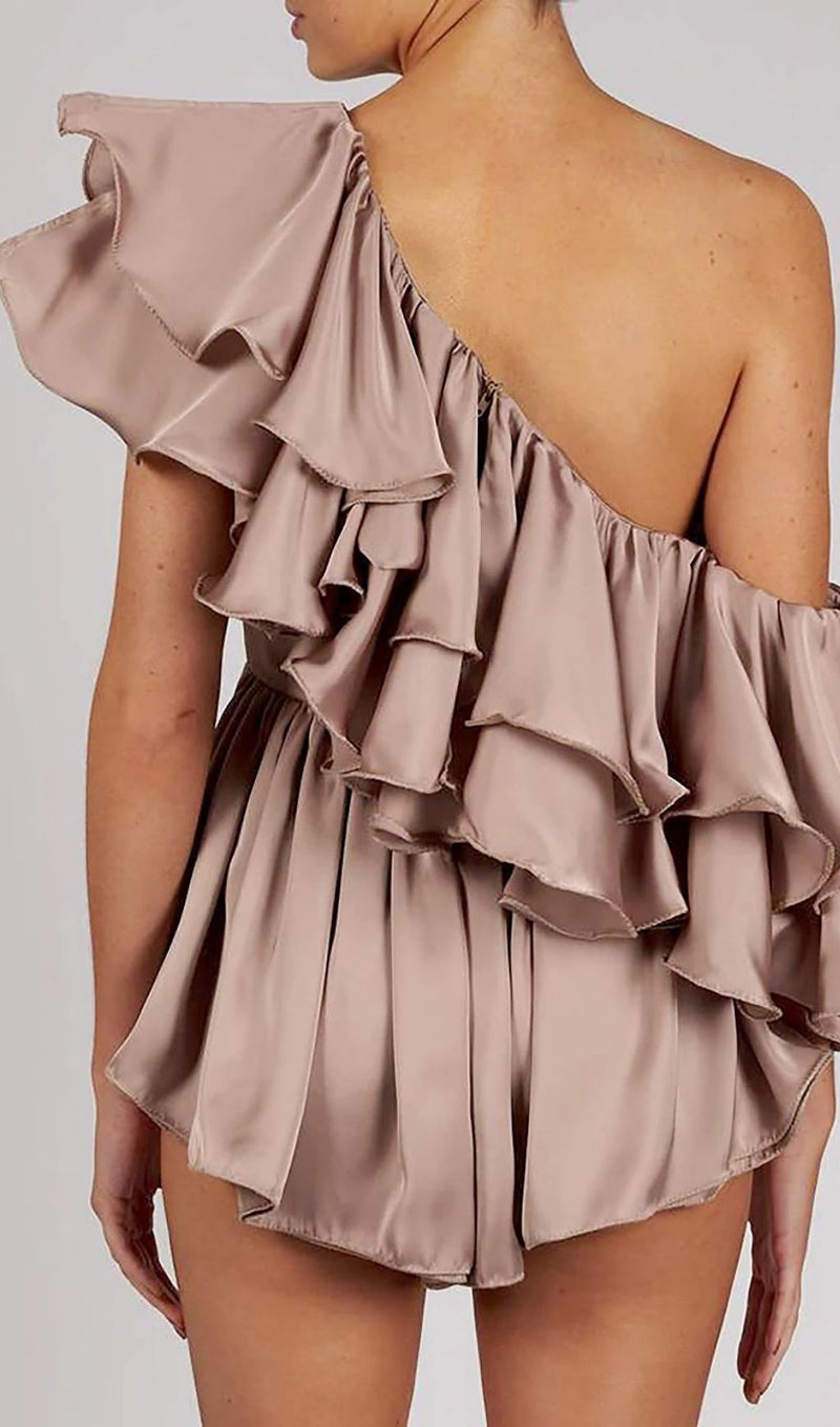 SATIN ONE SHOULDER RUCHED BODYSUIT Clothing styleofcb 