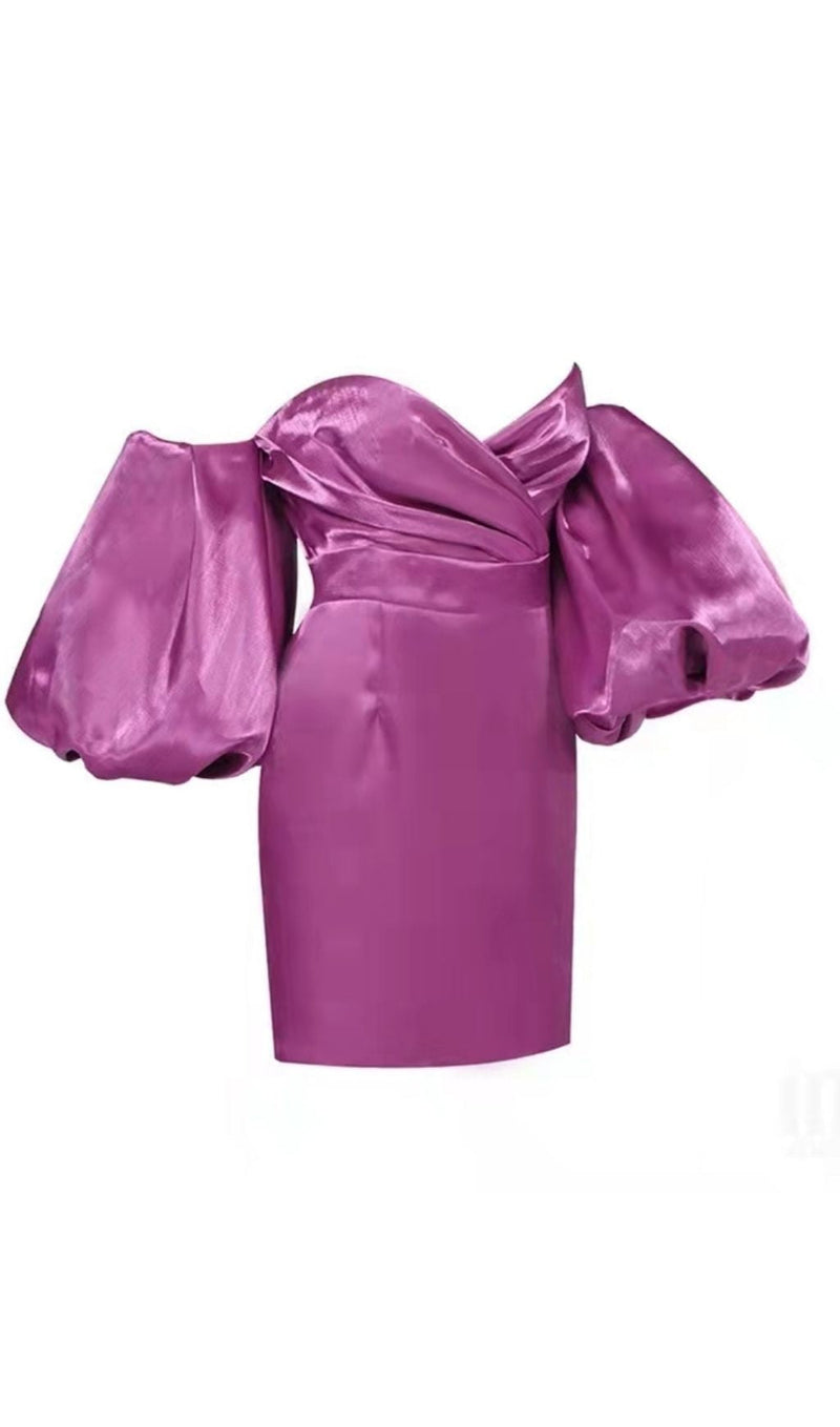 SATIN PUFF SLEEVE MINI DRESS IN RED Dresses styleofcb 