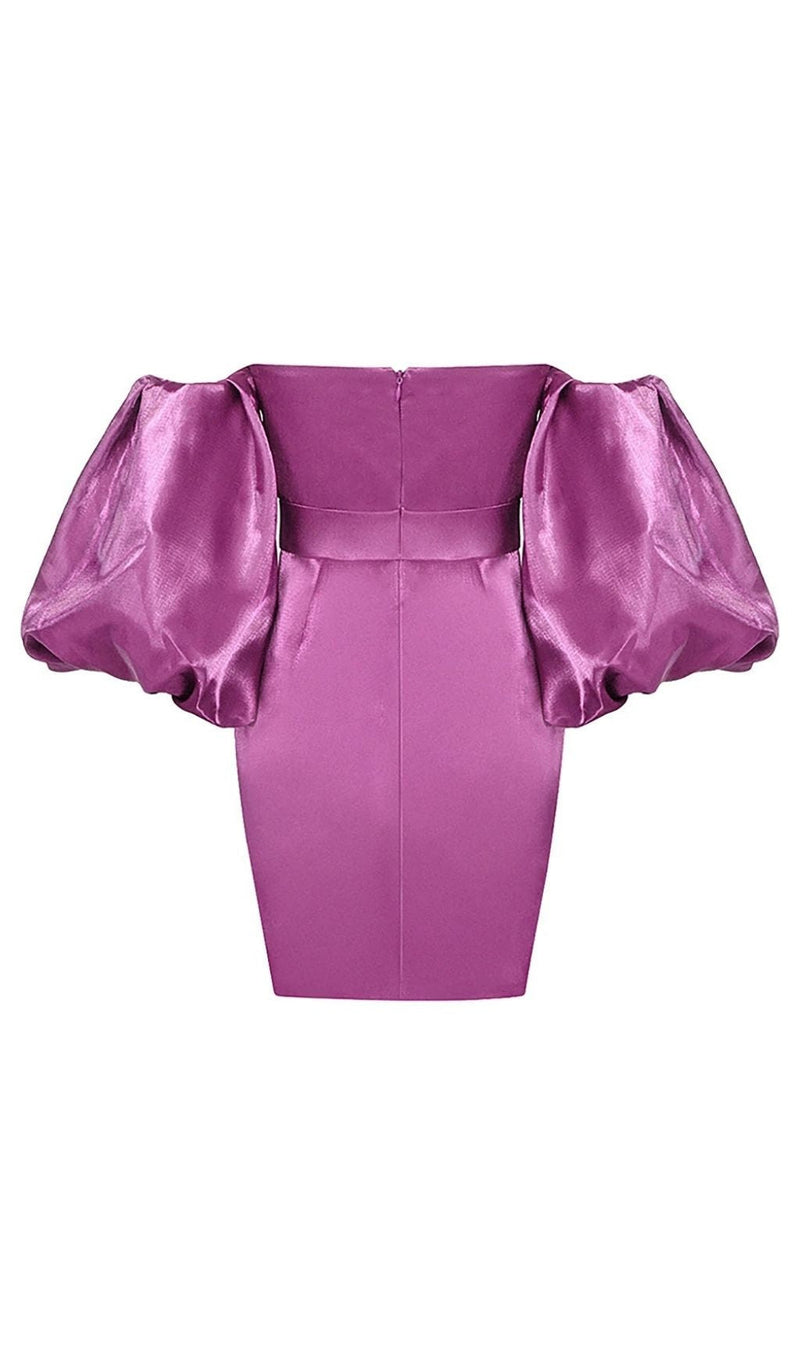 SATIN PUFF SLEEVE MINI DRESS IN RED Dresses styleofcb 
