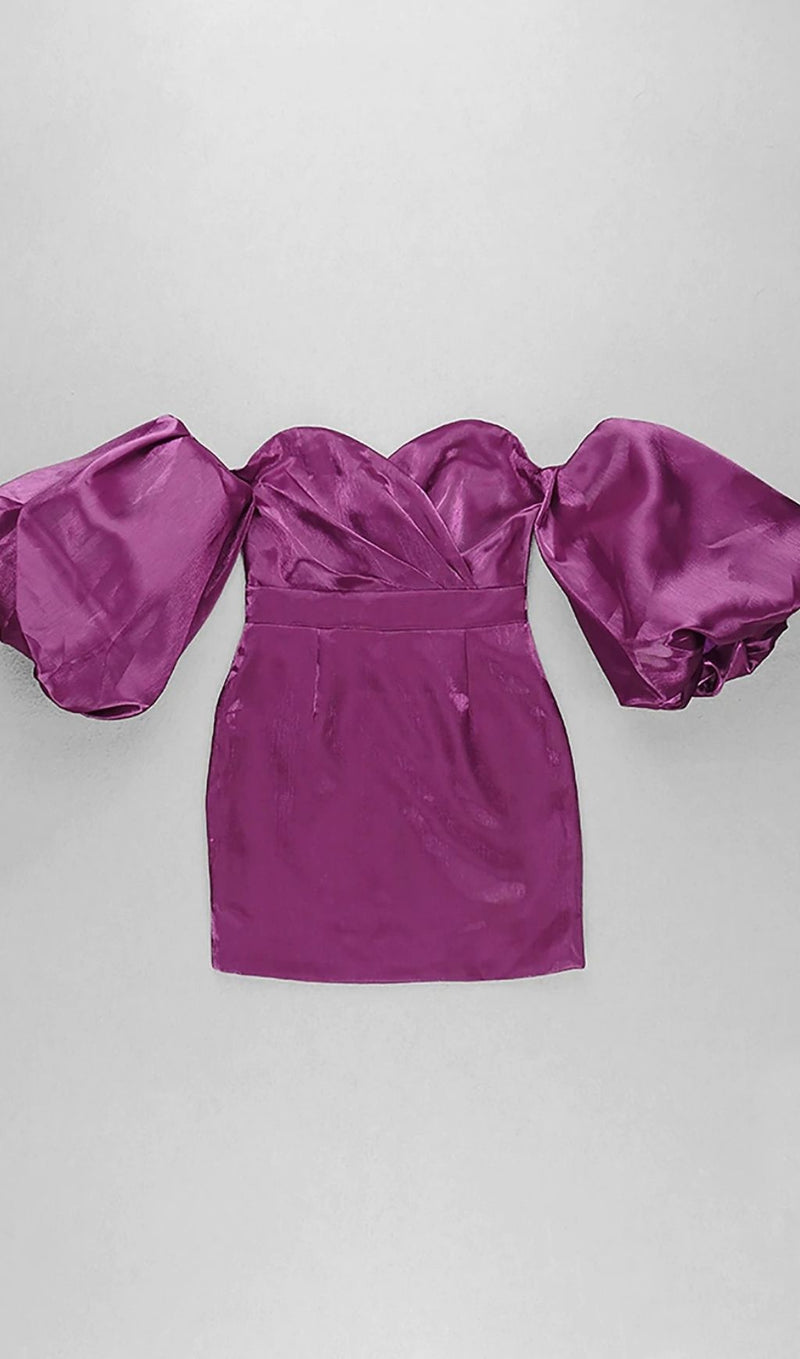 SATIN PUFF SLEEVE MINI DRESS IN RED Dresses styleofcb 