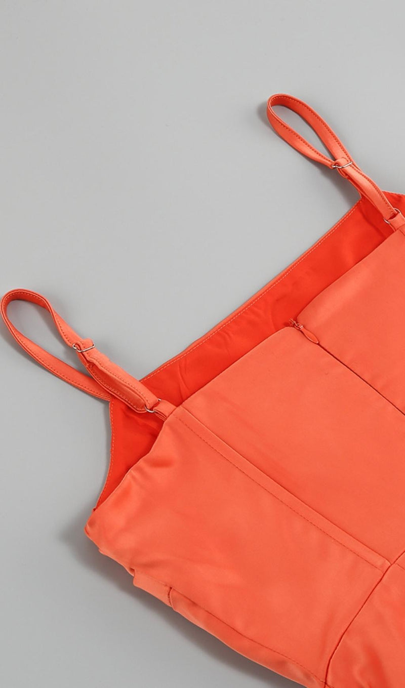 SATIN RUCHED MINI DRESS IN ORANGE Dresses styleofcb 