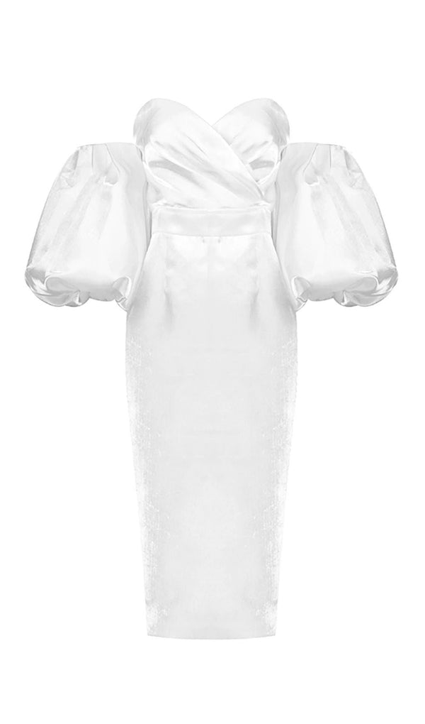 SATIN STRAPLESS MIDI DRESS IN WHITE Dresses styleofcb 