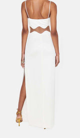 SCALLOPED MESH INSERT MAXI DRESS IN WHITE DRESS styleofcb 