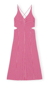 SEERSUCKER PLUNGE MAXI DRESS IN PINK DRESS STYLE OF CB 