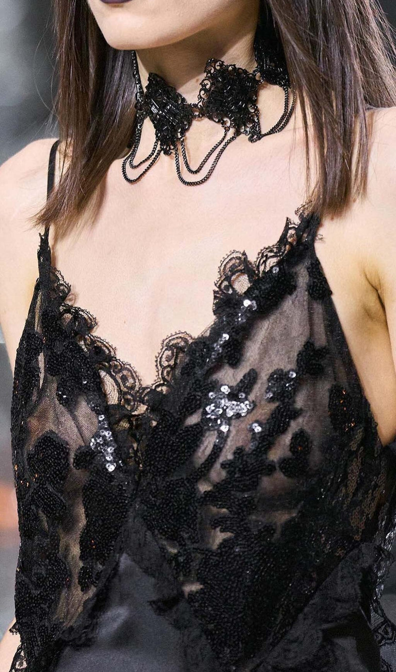 SEQUIN LACE MAXI DRESS BLACK DRESS styleofcb 