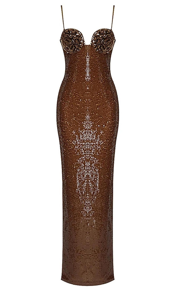 SEQUIN MAXI DRESS IN BROWN Dresses styleofcb 