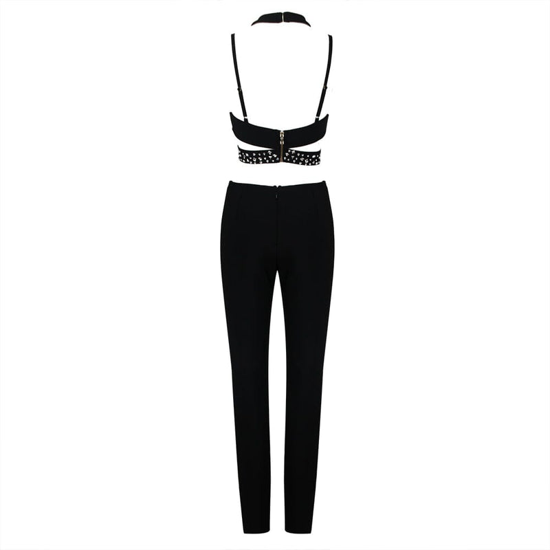 SEQUIN SLEEVELESS CUT OUT JUMPSUIT IN BLACK Bandage Dresses styleofcb 