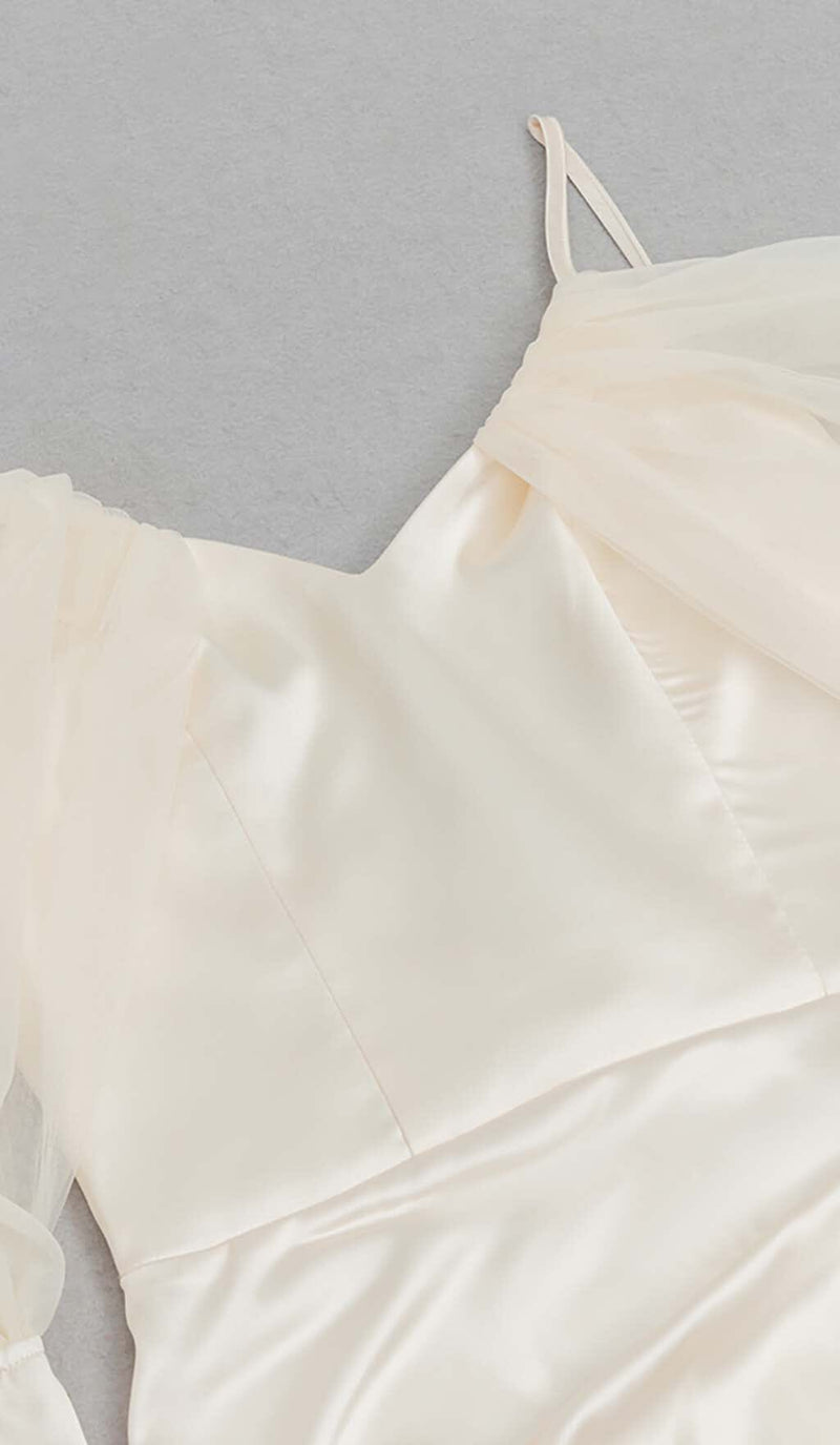 SILK COLD SHOULDER MIDI DRESS IN APRICOT DRESS STYLE OF CB 