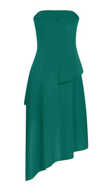 SLEEVELESS BANDEAU HIGH-LOW DRESS IN GREEN DRESS styleofcb 
