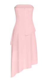 SLEEVELESS BANDEAU HIGH-LOW DRESS IN PINK DRESS styleofcb 