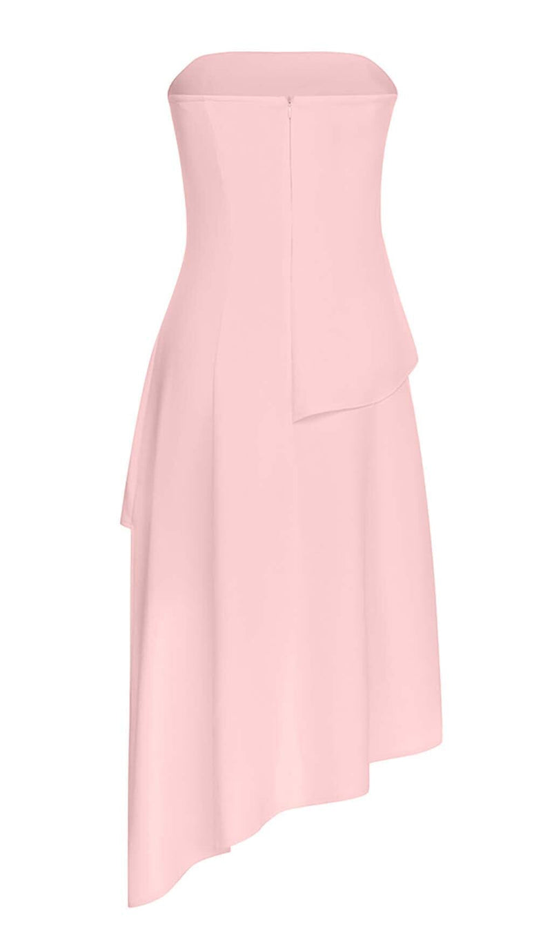 SLEEVELESS BANDEAU HIGH-LOW DRESS IN PINK DRESS styleofcb 