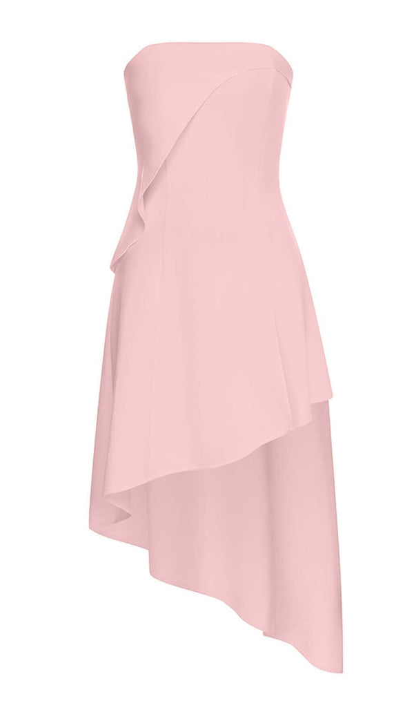 SLEEVELESS BANDEAU HIGH-LOW DRESS IN PINK DRESS styleofcb 