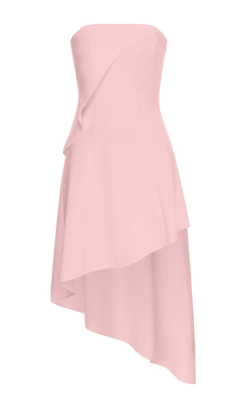 SLEEVELESS BANDEAU HIGH-LOW DRESS IN PINK DRESS styleofcb 