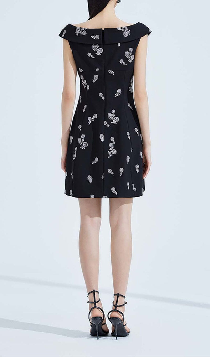 SLEEVELESS EMBROIDERED MINI DRESS IN BLACK DRESS STYLE OF CB 