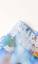 SLEEVELESS PRINT PATTER TWO PIECE SET IN BLUE DRESS STYLE OF CB 