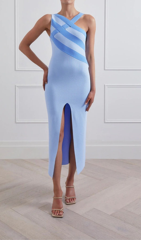 SLIT MINI DRESS IN BLUE Dresses styleofcb 