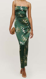 SPAGHETTI STRAP SLEEVELESS MAXI DRESS IN GREEN STYLE OF CB 