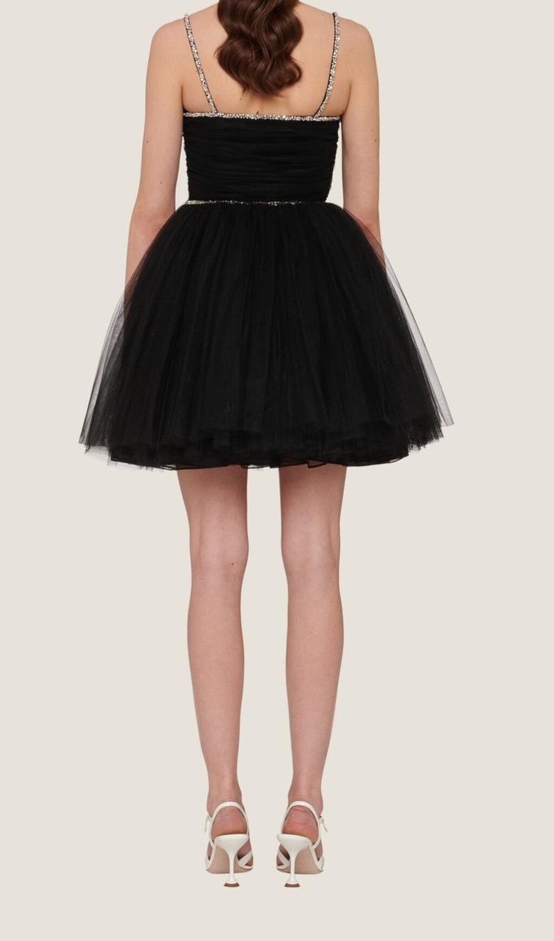 SPAGHETTI STRAPS SQUARE NECKLINE MINI DRESS IN BLACK DRESS styleofcb 