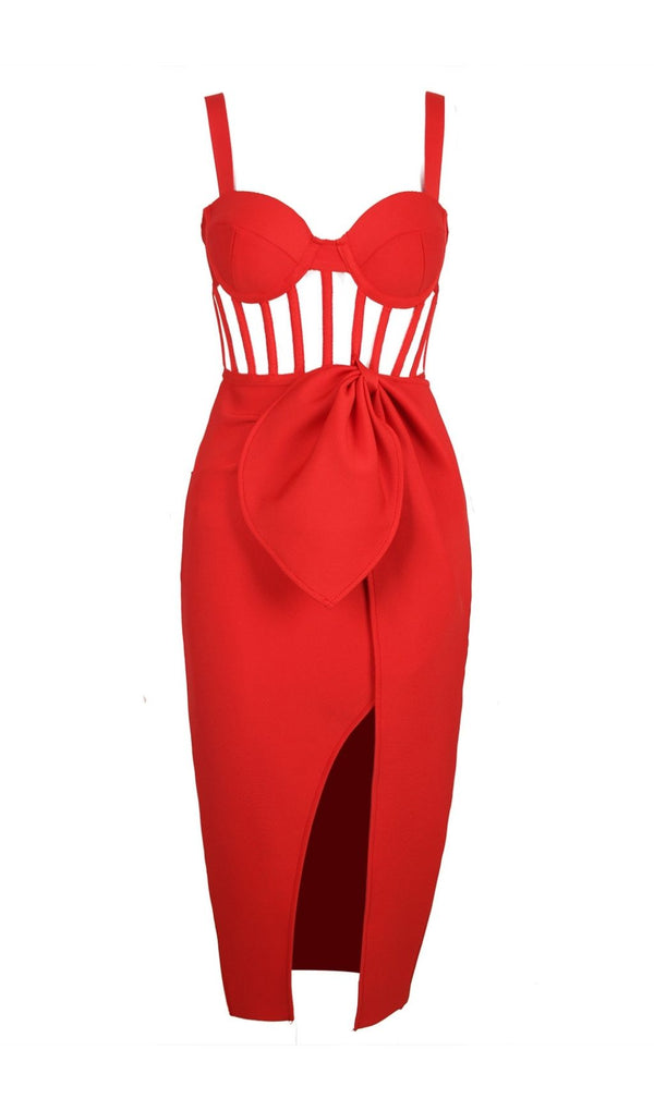 SPLIT BANDAGE MIDI DRESS IN RED Dresses styleofcb XS RED 