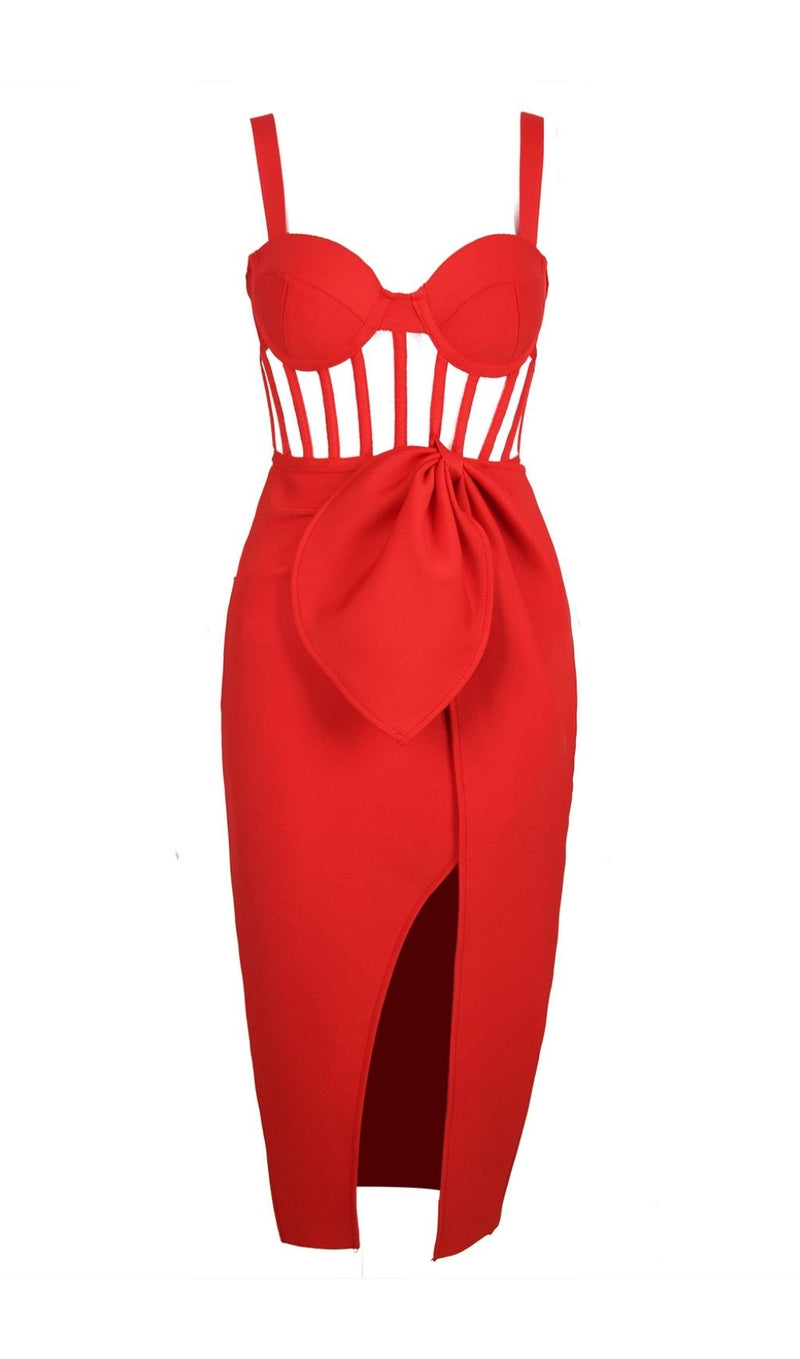SPLIT BANDAGE MIDI DRESS IN RED Dresses styleofcb XS RED 