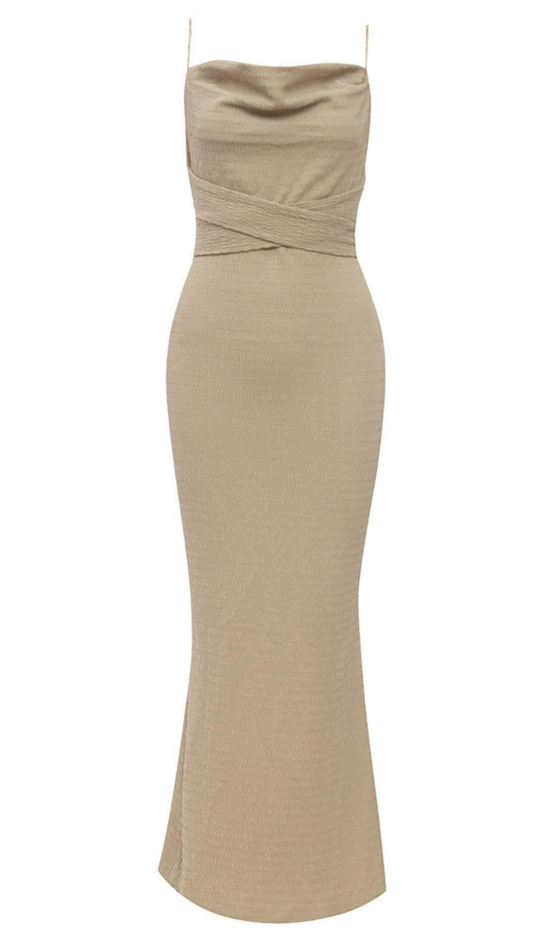 SPLIT MAXI DRESS IN BEIGE Dresses styleofcb 