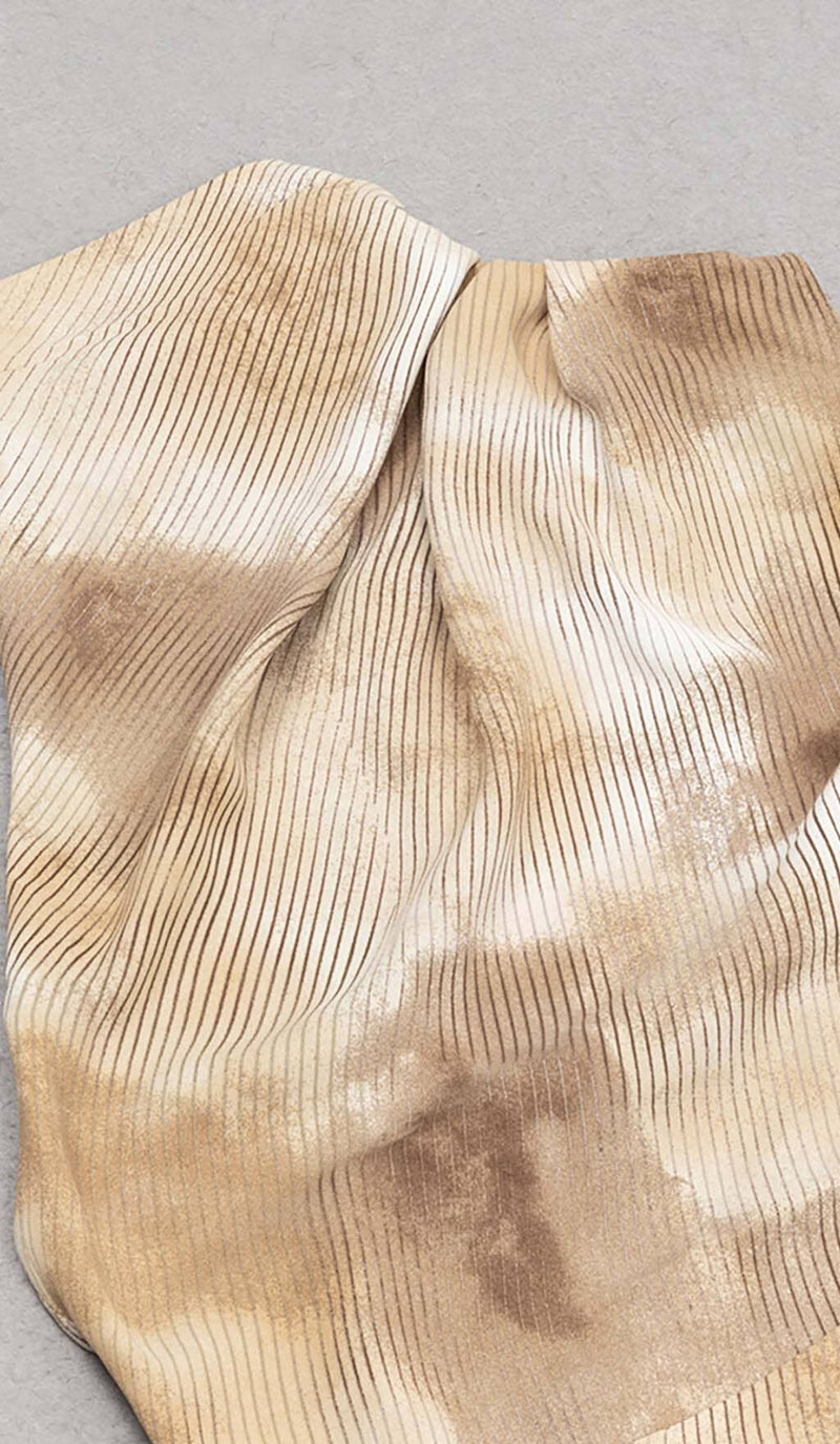 SPOT-PRINT THIGH SLIT MIDI DRESS IN COFFEE BEANS DRESS STYLE OF CB 