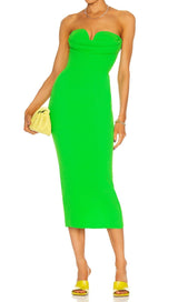 STRAPLESS BANDAGE MIDI DRESS IN GREEN Dresses styleofcb 