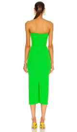 STRAPLESS BANDAGE MIDI DRESS IN GREEN Dresses styleofcb 