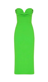 STRAPLESS BANDAGE MIDI DRESS IN GREEN Dresses styleofcb 