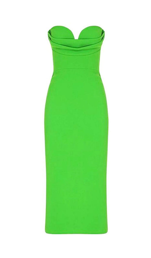 STRAPLESS BANDAGE MIDI DRESS IN GREEN Dresses styleofcb 