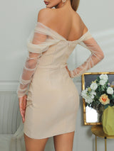 STRAPLESS BANDAGE MINI DRESS IN BEIGE Dresses styleofcb 